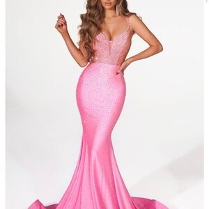 COPY - Portia and Scarlett, hot pink Jersey gown.